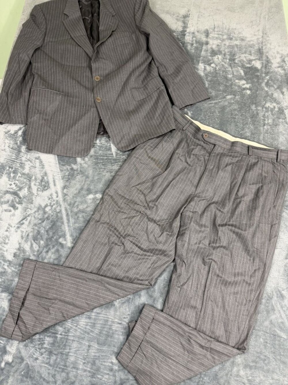 Brooks Brothers 346 Mens Gray Pinstripe Suit Jacket & Pants Stretch 2-Piece Size